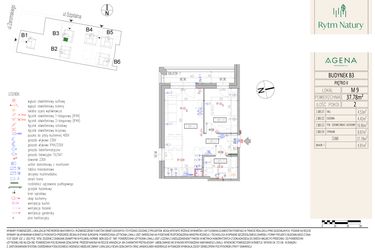 Rzut - Mieszkanie na sprzedaż 2 pokoje o powierzchni 37,78 m² - numer B3M9 w Rytm Natury