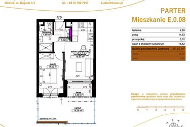 Rzut - Mieszkanie na sprzedaż 2 pokoje o powierzchni 40,15 m² - numer E.0.08 w Wzgórze Poetów 2