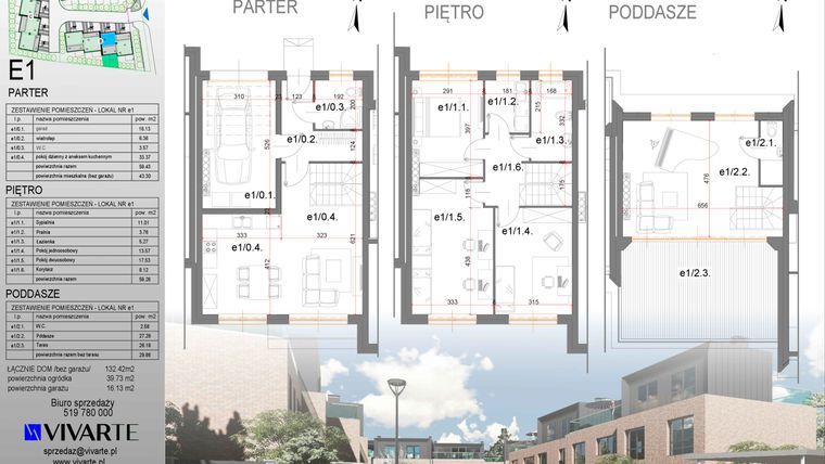 Rzut - Dom na sprzedaż 5 pokoi o powierzchni 132,42 m² - numer E1 w Viva Junacka