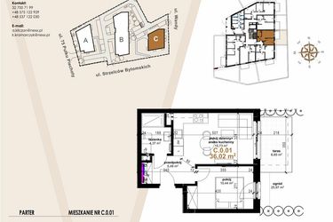 Rzut - Mieszkanie na sprzedaż 2 pokoje o powierzchni 36,02 m² - numer C.0.1 w Vanda Park