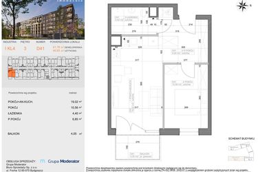 Rzut - Mieszkanie na sprzedaż 2 pokoje o powierzchni 40,83 m² - numer I-D41 w Industria etap I-D oraz I-C