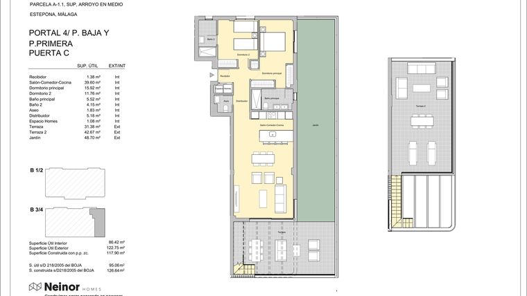 Rzut - Mieszkanie na sprzedaż 2 pokoje o powierzchni 102,07 m² - numer CH-40C w Celestia Homes