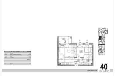 Rzut - Mieszkanie na sprzedaż 2 pokoje o powierzchni 43,2 m² - numer A.9.M.40 w Sobola Biel A9