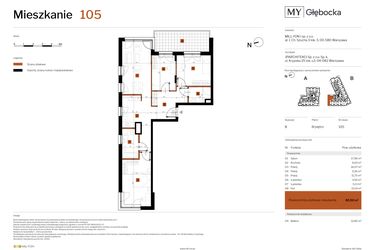 Rzut - Mieszkanie na sprzedaż 4 pokoje o powierzchni 85,5 m² - numer 105 w MY Głębocka
