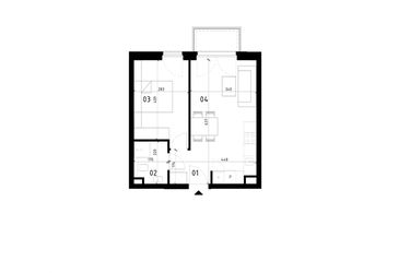 Rzut - Mieszkanie na sprzedaż 2 pokoje o powierzchni 38,23 m² - numer 34 w Traugutta