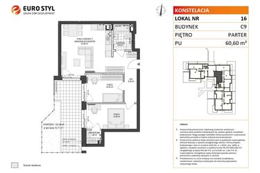 Rzut - Mieszkanie na sprzedaż 3 pokoje o powierzchni 60,6 m² - numer C9.16 w Konstelacja etap V