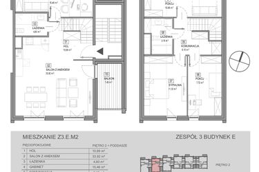 Rzut - Mieszkanie na sprzedaż 5 pokoi o powierzchni 109,38 m² - numer Z3.E.M2 w Skwer Harmonia