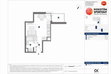 Rzut - Mieszkanie na sprzedaż 1 pokój o powierzchni 25,43 m² - numer E.32 w Mokotów Sportowy 1.1B