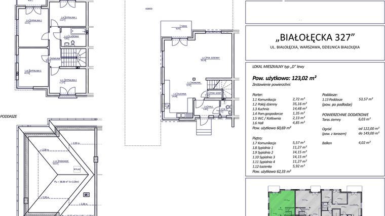 Rzut - Dom na sprzedaż 5 pokoi o powierzchni 123,02 m² - numer 1D w Białołęcka 327