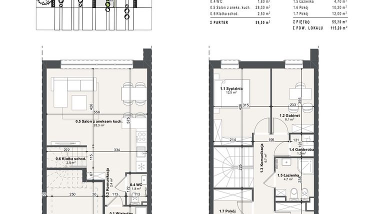Rzut - Dom na sprzedaż 5 pokoi o powierzchni 115,2 m² - numer 4a w Domy na Przylesiu etap II