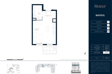 Rzut - Mieszkanie na sprzedaż 1 pokój o powierzchni 28,04 m² - numer A.M065 w Riviera⁵