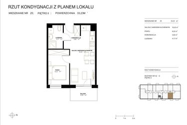Rzut - Mieszkanie na sprzedaż 2 pokoje o powierzchni 33,23 m² - numer A2.2/25 w Altro A2/2