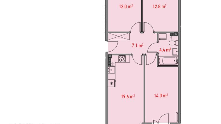 Rzut - Mieszkanie na sprzedaż 4 pokoje o powierzchni 69,9 m² - numer A.II.1 w Osiedle Śliwowa