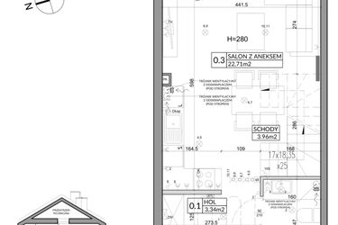 Rzut - Dom na sprzedaż 3 pokoje o powierzchni 65,83 m² - numer 14A w Nova Magdalenka 7