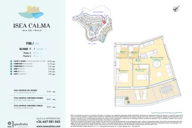 Rzut - Mieszkanie na sprzedaż 2 pokoje o powierzchni 69 m² - numer CAV-MS-5140 w Isea Calma - Aguilas