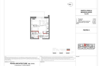 Rzut - Mieszkanie na sprzedaż 1 pokój o powierzchni 30,35 m² - numer A.19 w Piaseczno Residence