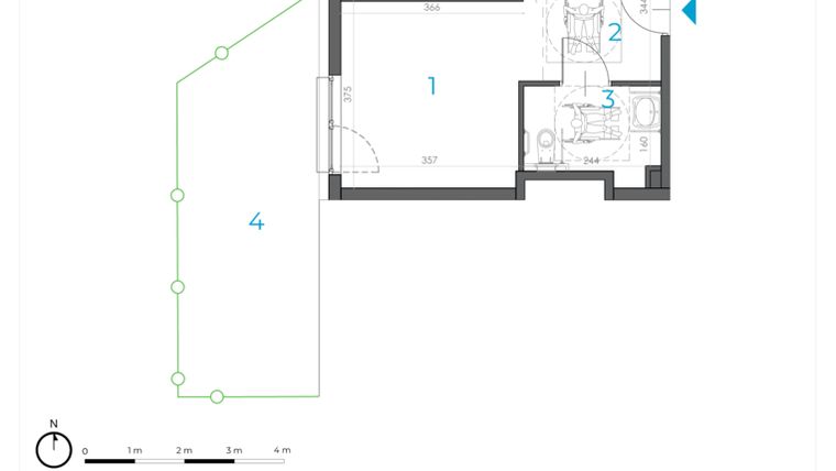 Rzut - Lokal użytkowy na sprzedaż 1 pokój o powierzchni 28,58 m² - numer 1.B.03 w Incepti Gaj 2