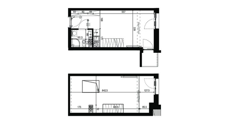 Rzut - Mieszkanie na sprzedaż 2 pokoje o powierzchni 45,16 m² - numer AB.4.055 w Nadolnik Compact Apartments etap III