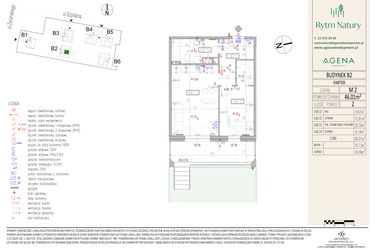 Rzut - Mieszkanie na sprzedaż 2 pokoje o powierzchni 46,01 m² - numer B2M2 w Rytm Natury
