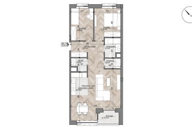 Rzut - Mieszkanie na sprzedaż 3 pokoje o powierzchni 74,05 m² - numer 33 w Apartamenty Czysta