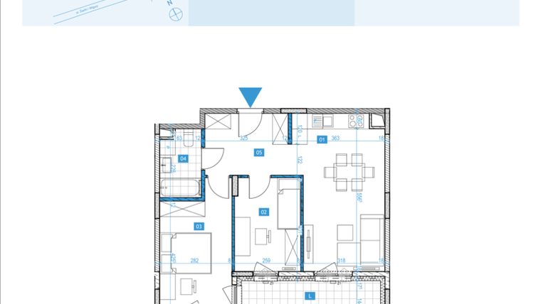 Rzut - Mieszkanie na sprzedaż 3 pokoje o powierzchni 55,83 m² - numer F7 w Osiedle Botaników etap F