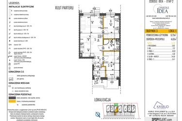 Rzut - Mieszkanie na sprzedaż 3 pokoje o powierzchni 53,7 m² - numer 3-L1 w Osiedle Idea etap II