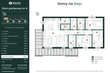 Rzut - Dom na sprzedaż 4 pokoje o powierzchni 114,8 m² - numer 4 w Domy na Gaju