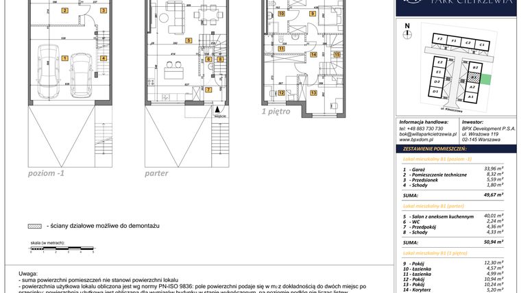 Rzut - Dom na sprzedaż 4 pokoje o powierzchni 151 m² - numer B1 w Osiedle Willa Park Cietrzewia