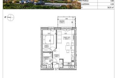 Rzut - Mieszkanie na sprzedaż 2 pokoje o powierzchni 36,81 m² - numer A3.02.29 w AURA