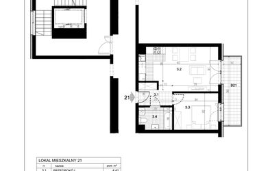 Rzut - Mieszkanie na sprzedaż 2 pokoje o powierzchni 41,69 m² - numer C1.21 w Centralna II
