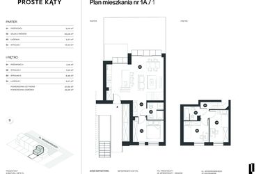 Rzut - Mieszkanie na sprzedaż 4 pokoje o powierzchni 67,65 m² - numer 1A/1 w Proste Kąty