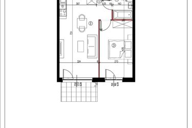 Rzut - Mieszkanie na sprzedaż 2 pokoje o powierzchni 42,2 m² - numer 15 w Andersa 3