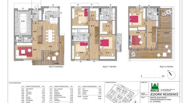 Rzut - Dom na sprzedaż 6 pokoi o powierzchni 254,24 m² - numer 3B w Jeziorki Residence