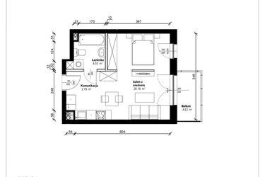 Rzut - Mieszkanie na sprzedaż 1 pokój o powierzchni 34,1 m² - numer B.1.29.1a w ATRIUM