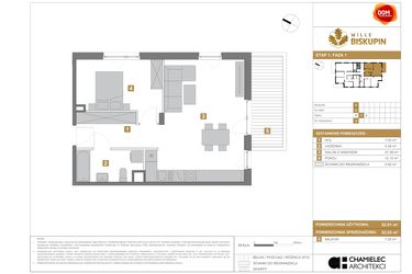 Rzut - Mieszkanie na sprzedaż 2 pokoje o powierzchni 52,93 m² - numer C.4 w Wille Biskupin