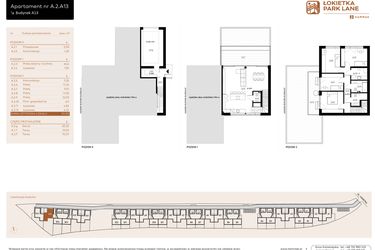 Rzut - Mieszkanie na sprzedaż 5 pokoi o powierzchni 121,05 m² - numer A.2.A13 w Łokietka Park Lane