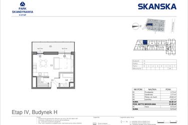 Rzut - Mieszkanie na sprzedaż 1 pokój o powierzchni 30,6 m² - numer HA0638 w Park Skandynawia V