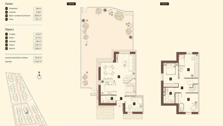 Rzut - Mieszkanie na sprzedaż 5 pokoi o powierzchni 97,02 m² - numer 13.1 w Bukowa