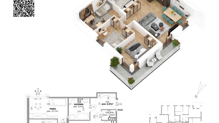 Rzut - Mieszkanie na sprzedaż 4 pokoje o powierzchni 79,43 m² - numer 26 w Villa Park - Etap IV