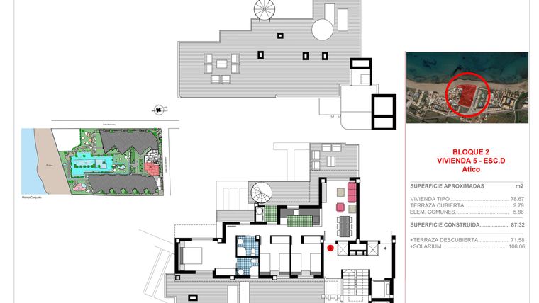 Rzut - Mieszkanie na sprzedaż 3 pokoje o powierzchni 87,32 m² - numer ATICO D-4 w Apartamenty w Dénia - 14051638