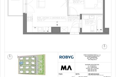 Rzut - Mieszkanie na sprzedaż 2 pokoje o powierzchni 37,31 m² - numer VV/D/1/4 w Villa Viva
