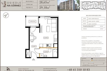 Rzut - Mieszkanie na sprzedaż 1 pokój o powierzchni 28,65 m² - numer M60 w Osiedle Na Górnej etap V