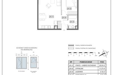Rzut - Mieszkanie na sprzedaż 2 pokoje o powierzchni 45,5 m² - numer 4.A.28 w Nowe Południe bud. 4