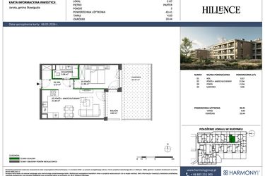 Rzut - Mieszkanie na sprzedaż 2 pokoje o powierzchni 43,41 m² - numer C-07 w Hillence etap 3