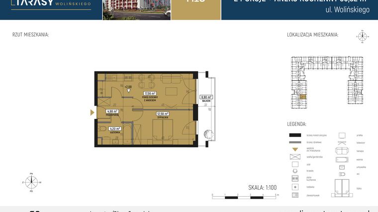 Rzut - Mieszkanie na sprzedaż 2 pokoje o powierzchni 39,32 m² - numer M15 w Diamentowe Tarasy