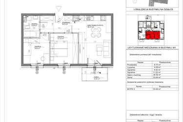 Rzut - Mieszkanie na sprzedaż 3 pokoje o powierzchni 53,91 m² - numer M1/P2/2 w Nowa Klecina