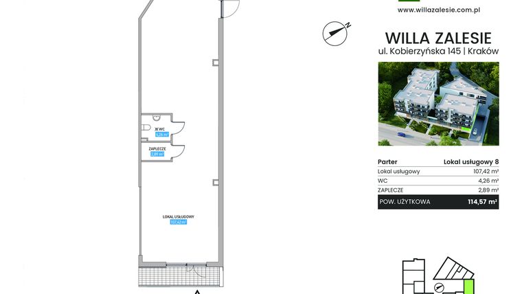 Rzut - Lokal użytkowy na sprzedaż 1 pokój o powierzchni 114,57 m² - numer L8 w Willa Zalesie