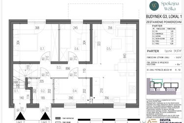 Rzut - Mieszkanie na sprzedaż 3 pokoje o powierzchni 54,97 m² - numer G3.1 w Spokojna Wólka etap V
