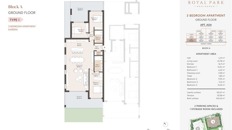 Rzut - Mieszkanie na sprzedaż 2 pokoje o powierzchni 98,49 m² - numer A12 w Royal Park