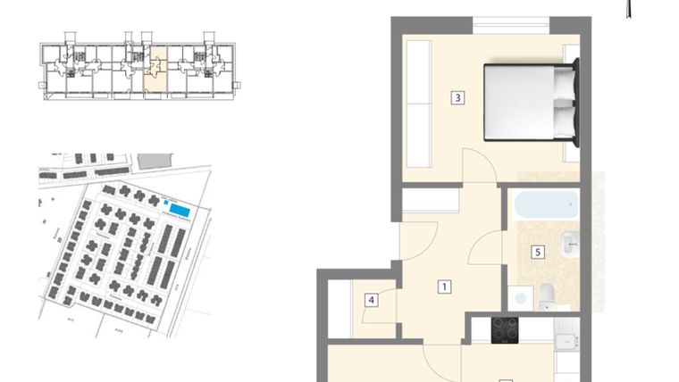 Rzut - Mieszkanie na sprzedaż 2 pokoje o powierzchni 56,71 m² - numer B1 w Błękitne Aleje Etap XV